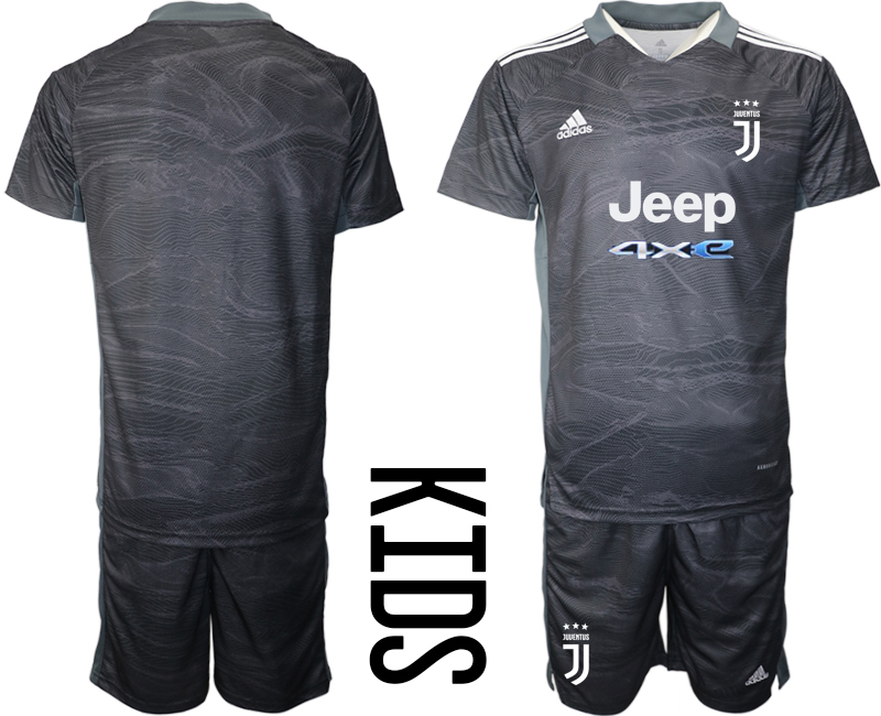 Juventus black goalkeeper kids 2021/22 Soccer Kit